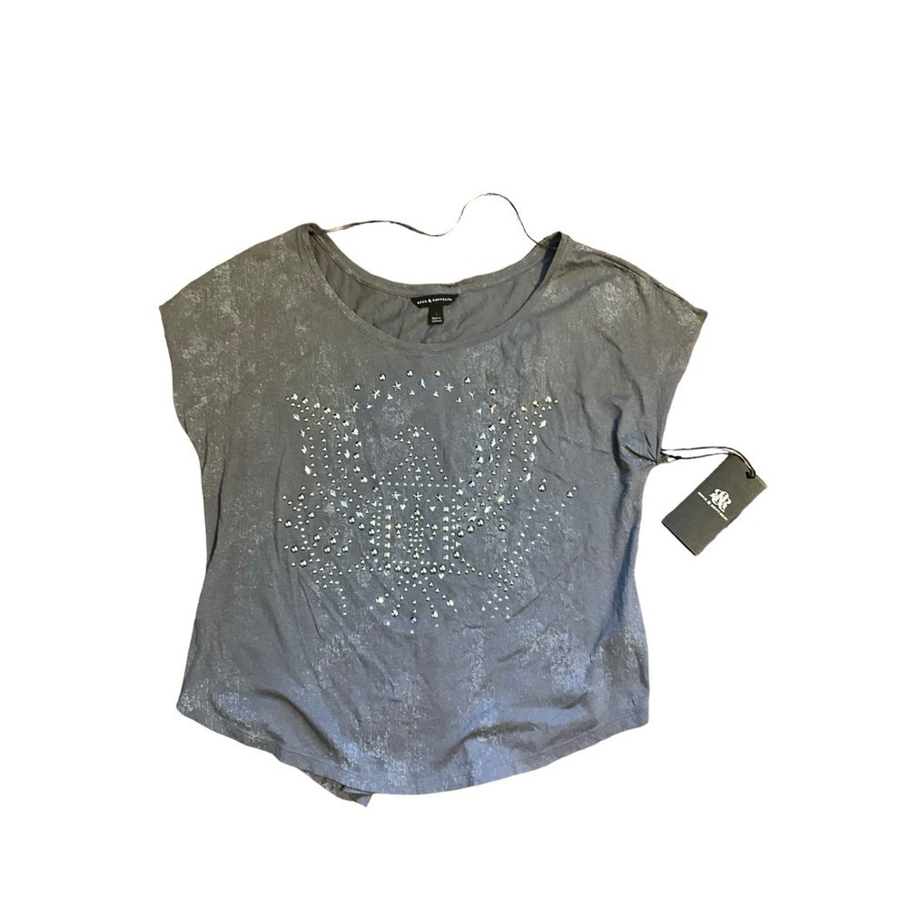 Rock & Republic Blouse Top Womens Size M Gray Sleeveless Round Neck Cotton Blend